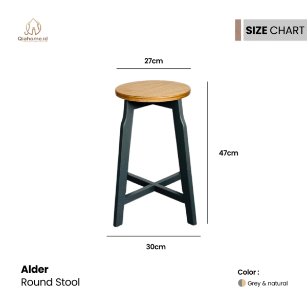 Alder Round Stool - Image 2