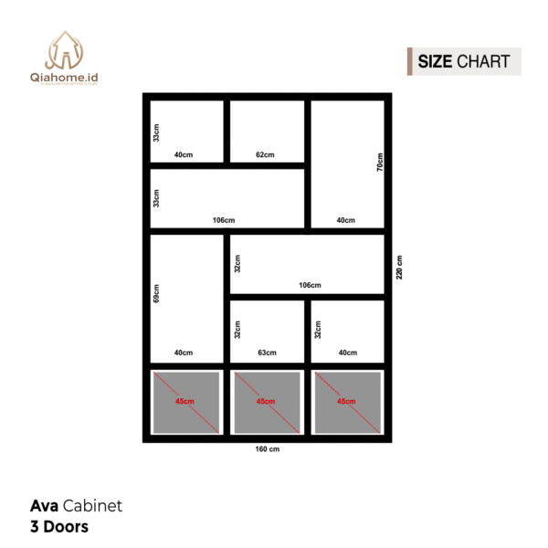 Ava Cabinet with 3 Doors - Image 2