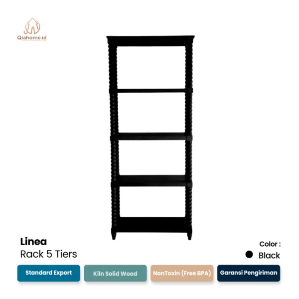 Untitled 5 Racks Linea Rack 5 Tiers – Black – Qiahome Furniture